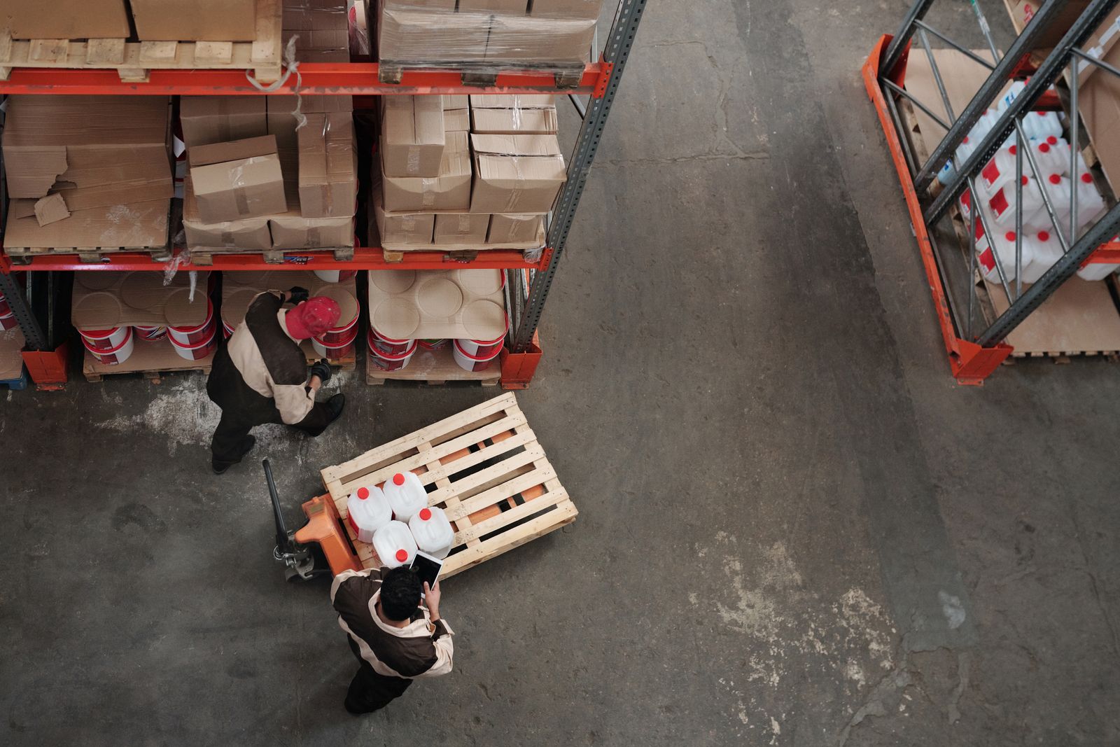 Warehouse team organising inventory