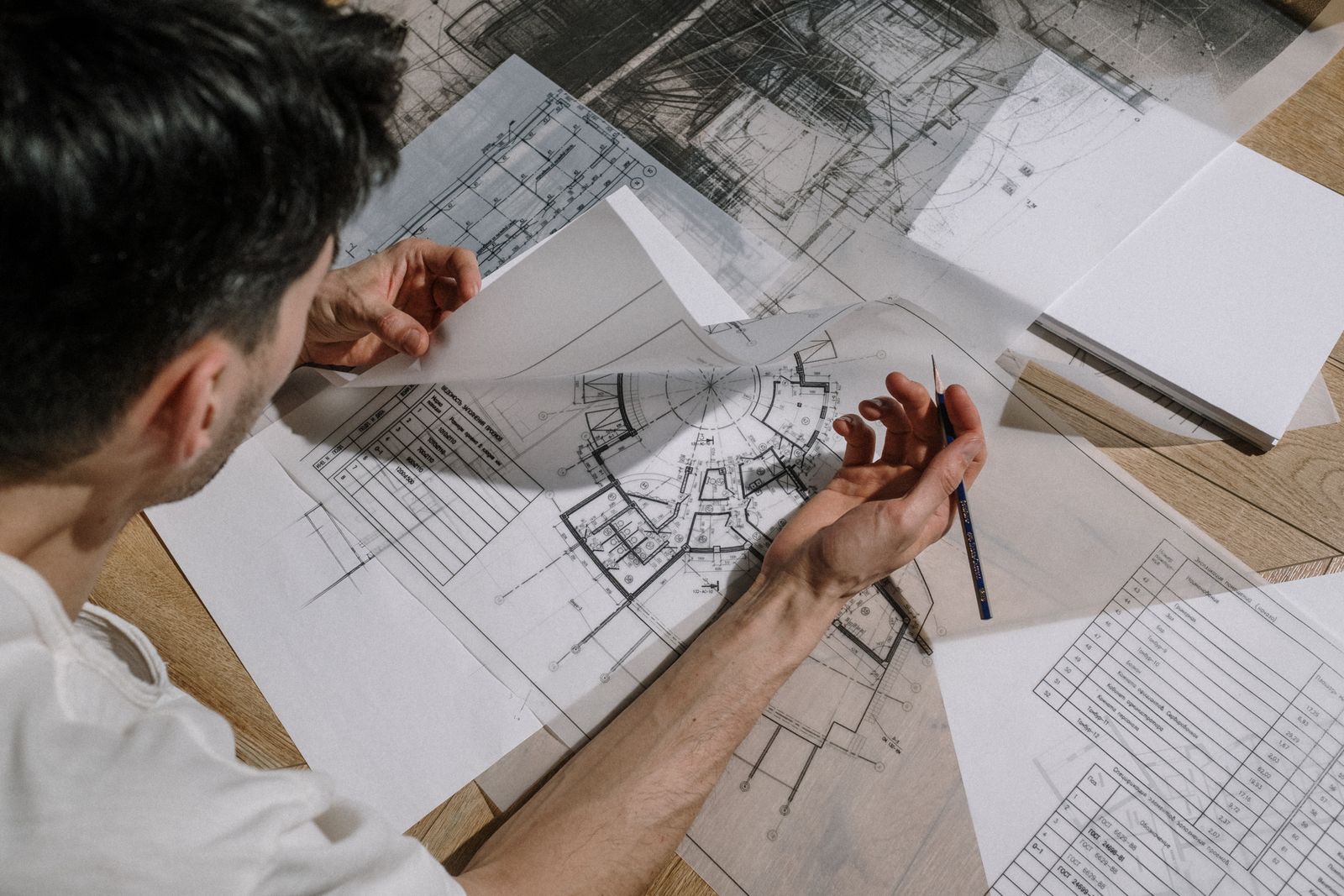Project managers reviewing a destination floor plan